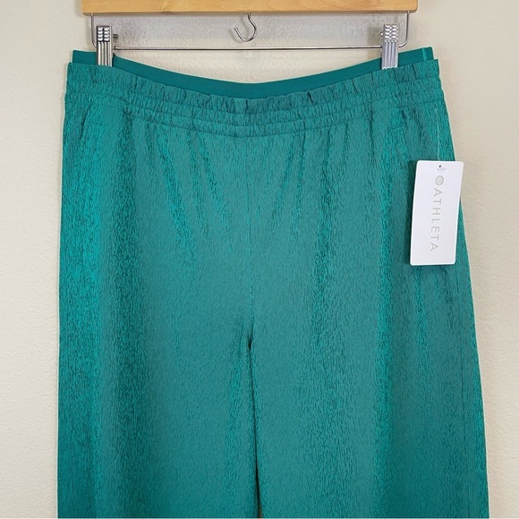 Athleta Teal Echo Wide Leg Cropped Pull On Sporty Pants Size 14 NWT - Picture 5 of 10